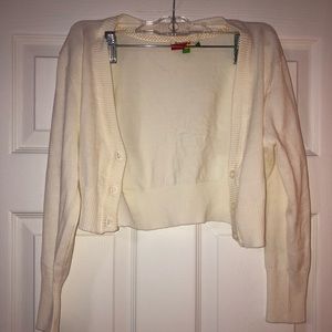 Cream cropped button up sweater